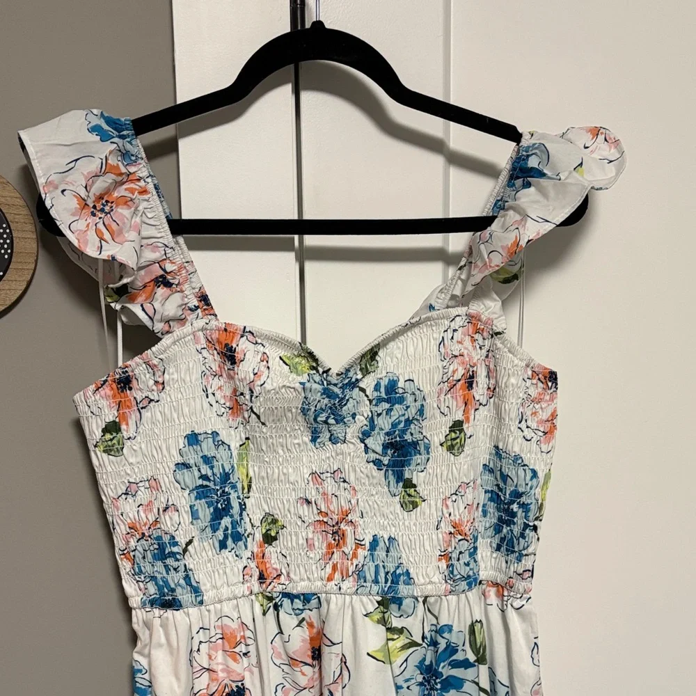 Abercrombie & Fitch Floral Maxi Dress - White and Blue